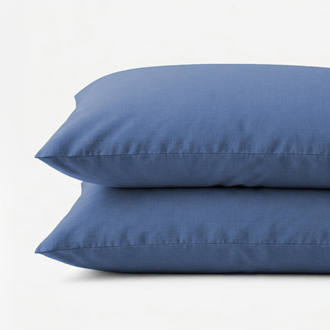 An up-close and detailed look at the hybrid linen viscose blend fabric in the harbor pillowcase set.