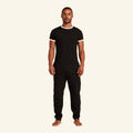 Man wearing the Slumber Cloud Essential Pocket Tee made with Outlast temperature regulation technology