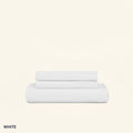 The Slumber Cloud Essential Sheet Set made with temperature regulation technology in white